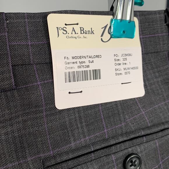 Jos. A. Bank Charcoal Plaid Men's Suit - Picture 9 of 12
